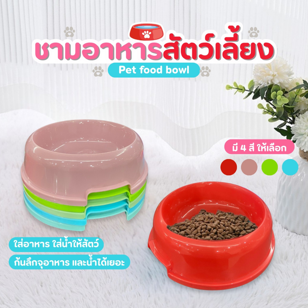 NiftyHome [ส่งฟรี] ชามอาหารสัตว์เลี้ยง Pet Bowl น้องแมว น้องหมา ชามพลาสติก ชามข้าวแมว ถ้วยอาหารแมว