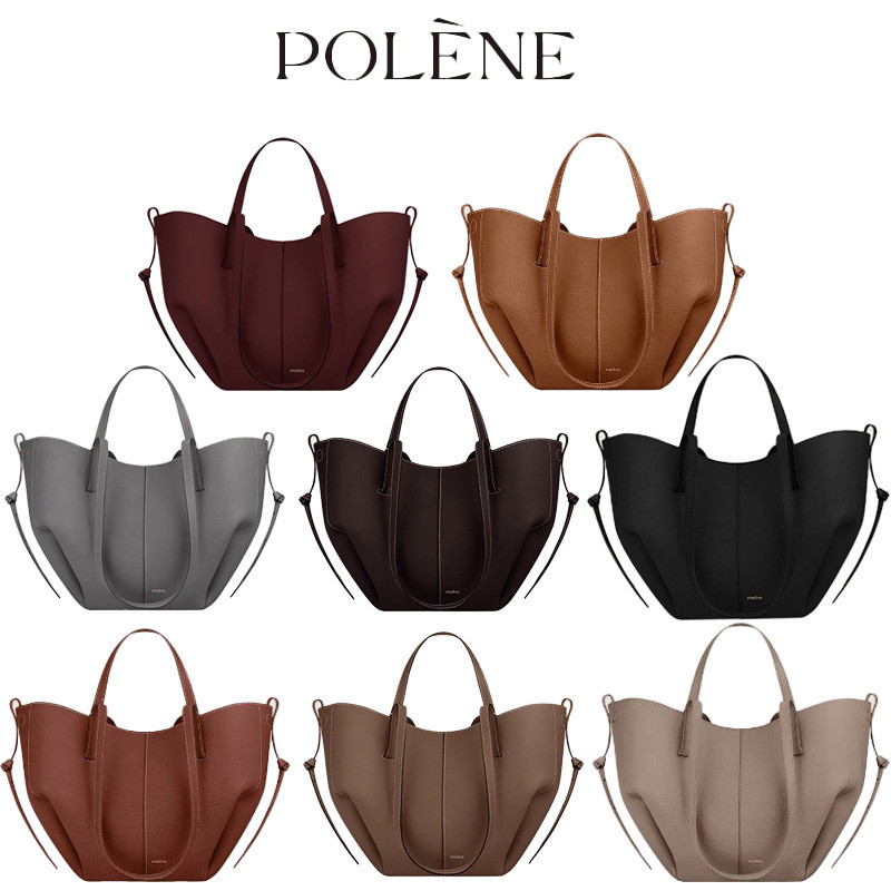 กล่องของขวัญบูติก polene polene Wings Bag Cyme Cowhide Bucket Bag Handbag Tote Large Capacity Commut