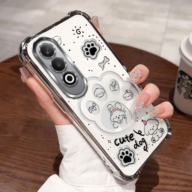 สําหรับ Vivo V60 V50 Lite เคสโทรศัพท์ Vivo V50 5G ลูกสุนัข Handprint ชุบเคสโทรศัพท์ Soft Case พร้อมฟ