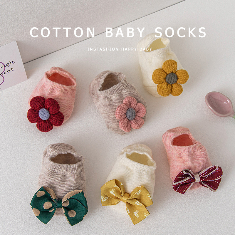 ถุงเท้าเด็กผ้าฝ้ายฤดูใบไม้ร่วงถุงเท้าชั้นทารกแรกเกิด 0-3 ปีถุงเท้ากันลื่น - รูปที่ 2