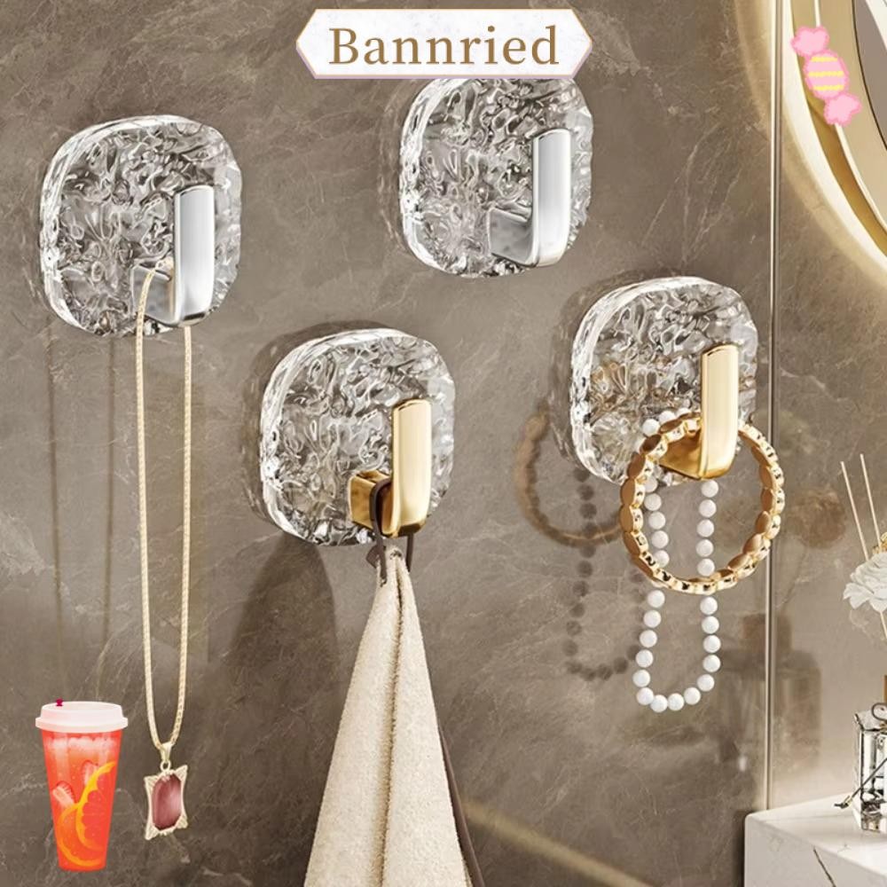BANNRIEDSG 5/4 ชิ้น/เซ็ต Self-Adhesive Hooks, No Trace Water Ripple Punch-free Hooks, Modern Design 