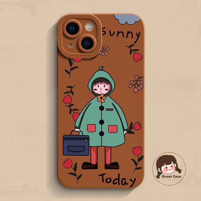 สาวการ์ตูนสําหรับ iQOO Z10 Turbo Z9 Turbo Z9X Z9S Z7X Z7 Z6 Z8X Z8 Z3 Z1X 5G 4G น่ารักเคสโทรศัพท์ Rose สีทึบกันกระแทกนุ่มปกหลัง