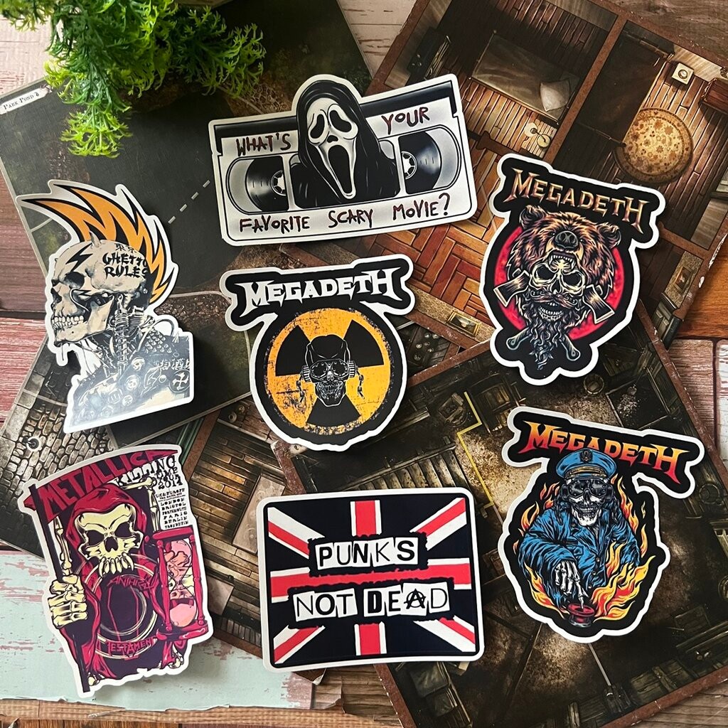 สติกเกอร์ เคลือบกันน้ำ ลายวงดนตรี ติดกีตาร์ มอเตอร์ไซด์ กระเป๋าเดินทาง Waterproof Decal Sticker