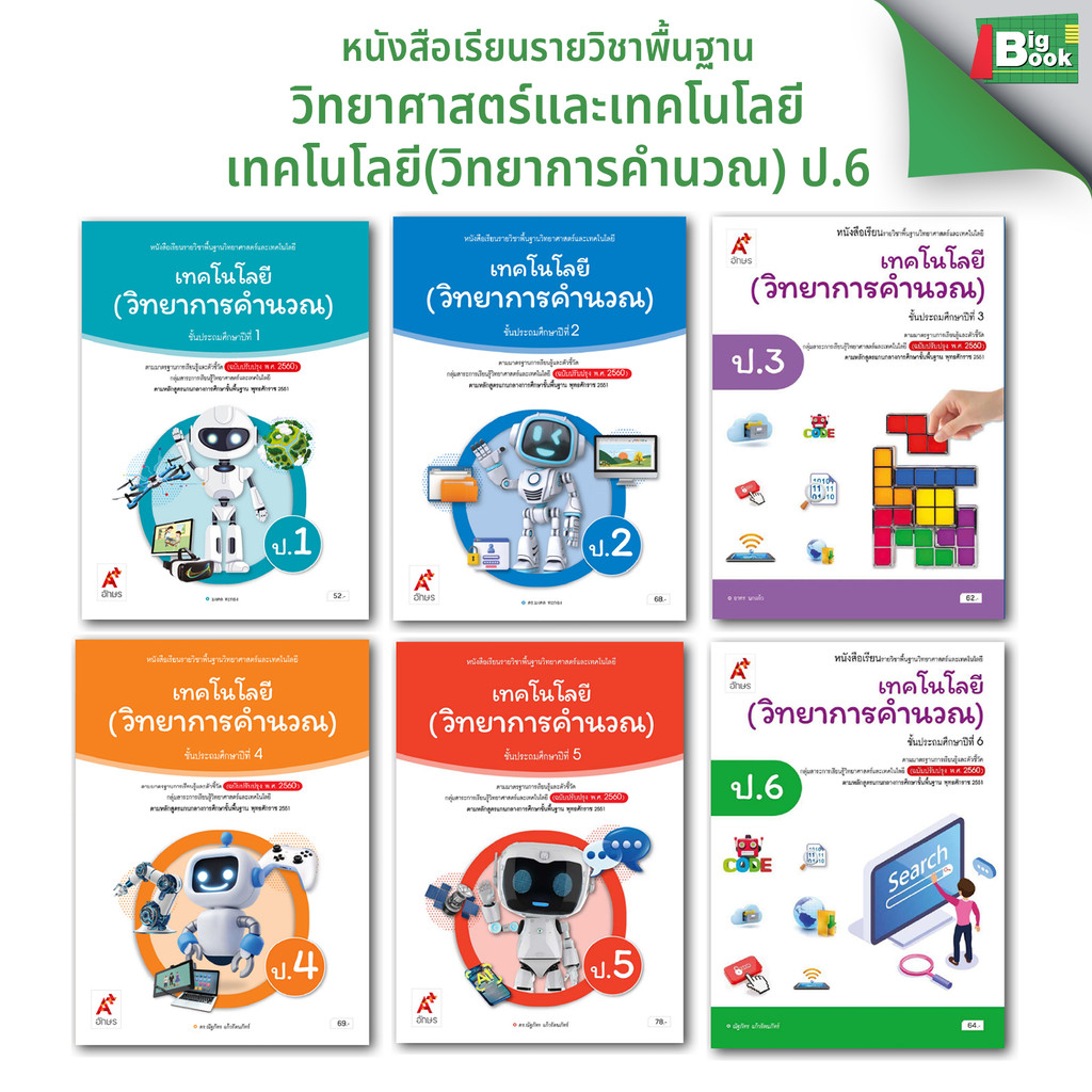 หนังสือเรียน รายวิชาพื้นฐาน เทคโนโลยี (วิทยาการคำนวณ) ป.1-ป.6 #อจท  #อักษรเจริญท