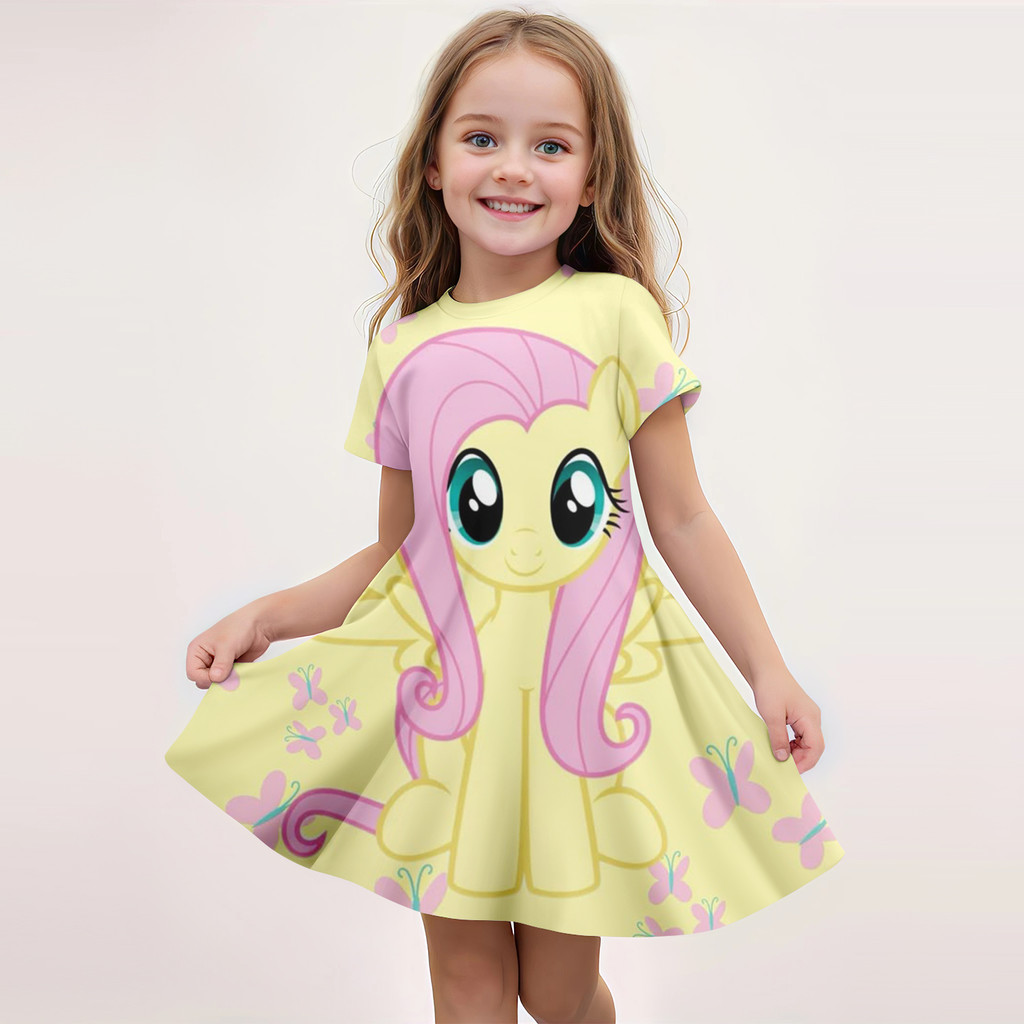 My Little Pony Disneyland Trip ชุดลําลองสําหรับสาวน้อยเจ้าหญิงนุ่ม Frock เด็กพิมพ์ Line เสื้อผ้าฤดูร้อน