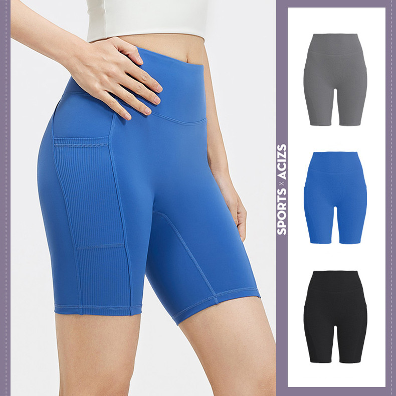 mvp sport กางเกงโยคะ กระเป๋าข้างทั้ง 2 ข้าง กางเกงขาสั้น กางเกงโยคะเอวสูงพร้อมยกสะโพกและกระชับหน้าท้