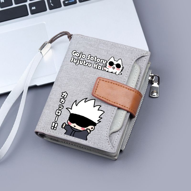 กระเป๋าสตางค์ Jujutsu Kaisen สินค้า Gojo Go พับกระเป๋าสตางค์นักเรียนที่ไม่ซ้ํากันอินเทรนด์คลัทช์กระเป๋าเงินเหรียญความจุขนาดใหญ่ผู้ถือบัตร