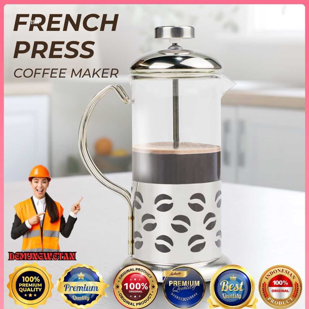 DUOLVQI French Press Manual Coffee Maker Pot Beans Pattern - KG72I