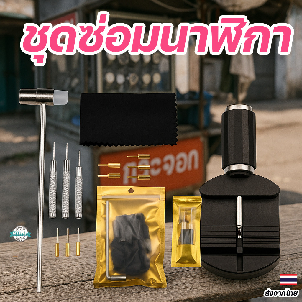 ชุดถอดสายและปรับสายนาฬิกา 5in1 พร้อมหมุดสำรอง ใช้ได้กับนาฬิกาทุกแบบ ซ่อมเองได้