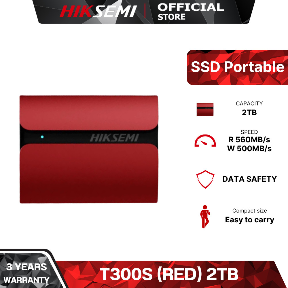 HIKSEMI SSD PORTABLE SHIELD T300S 2TB INCENDIO EXTERNAL STORAGE (เอสเอสดี)