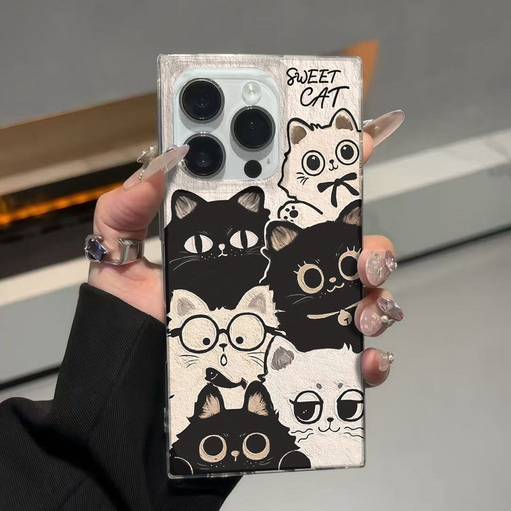 [Cube] Pile Kitten Ice Crystal Cube เหมาะสําหรับ Apple 17ProMax/15/14 ยางนุ่ม iPhone13/12 เคสโทรศัพท์