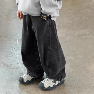 ฤดูใบไม้ผลิและฤดูใบไม้ร่วง กางเกงยีนส์สีดำสำหรับเด็กชาย กางเ…