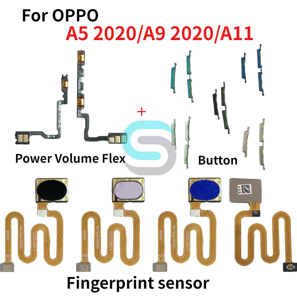 สําหรับ OPPO A5 A9 2020 A11 ปุ่มเปิดปิดพร้อมเครื่องสแกนลายนิ้วมือ Flex Power Volume ปุ่ม Flex Cable