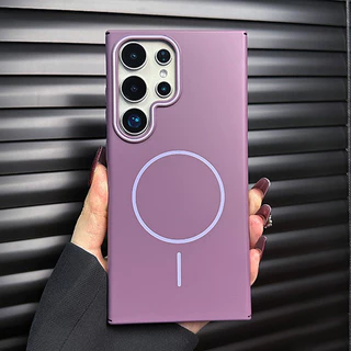 Luxury Matte เคสโทรศัพท์แม่เหล็ก สําหรับ Samsung Galaxy S25 S24 S23 S22 S21 Plus S25 Ultra S24FE S23FE S21FE S20FE Note 20 Ultra สีทึบกันกระแทกซิลิโคนแข็ง