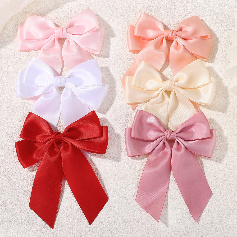 1 PC Cheer Up Bowknot กิ๊บติดผมสําหรับสาวสีทึบริบบิ้น Bows Hairpins Hairgripe เด็ก Boutique อุปกรณ์เสริมผมขายส่ง