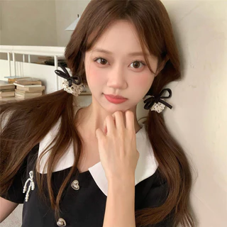 อารมณ์ลายจุดโบว์ลำไส้เชือกผมสำหรับผู้หญิงยืดหยุ่นสูงยางรัดผมหางม้าอุปกรณ์ผม