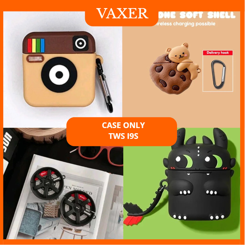 CASE GEN i9s ชุดหูฟังไร้สาย Pelindung TWS GEN i9s TWS หูฟังบลูทูธ 3D การ์ตูนน่ารักตัวอักษร HIFI หูฟั