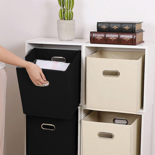 Foldable Fabric Storage Bins with Dual Handles, Stackable Closet Organizer Cubes, Large Capacity Cloth Storage Boxes, Wardrobe Drawer Shelf Storage Containers for Bedroom Dorm Office Home Organization Shelf