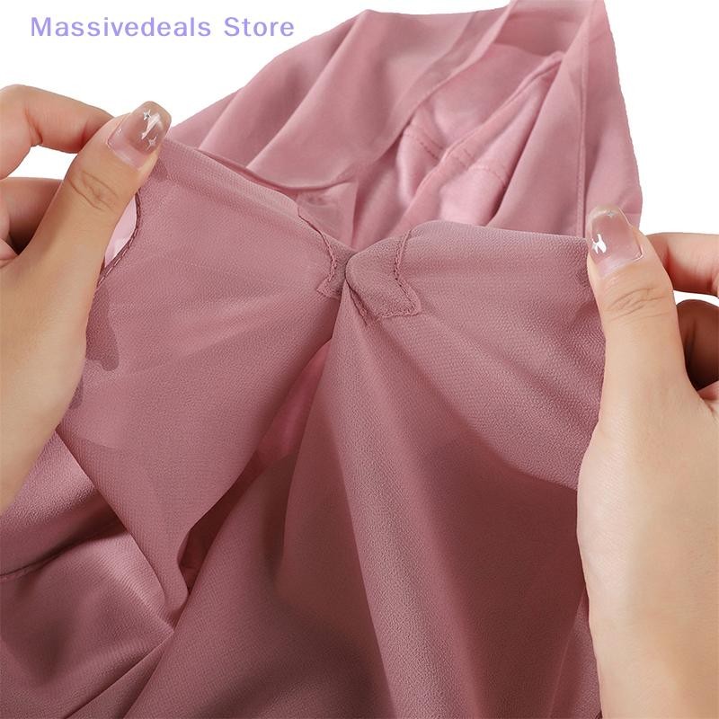 Massivedeals ใหม่ล่าสุดชีฟอง Hijab พร้อมหัวเข็มขัดแม่เหล็กสีทึบผู้หญิงมุสลิมฮิญาบผ้าพันคออิสลาม Turban แฟชั่นผ้าคลุมไหล่ใหม่ - รูปที่ 6