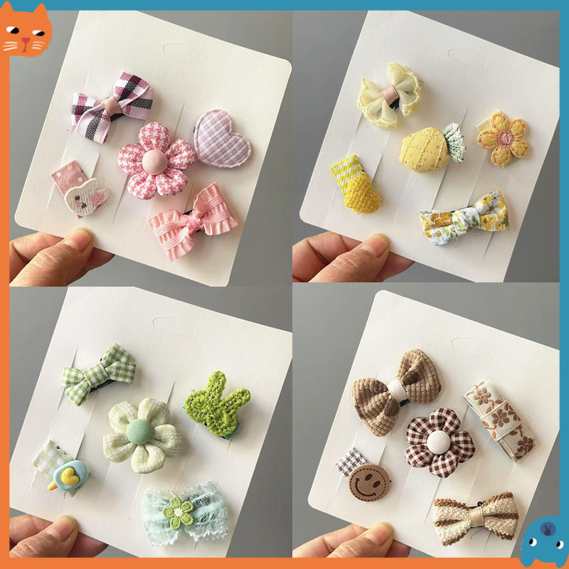 5 ชิ้น/แพ็คกิ๊บติดผมสุนัขสําหรับสุนัขขนาดเล็กโบว์ผม Handmade Yorkie เครื่องประดับผม