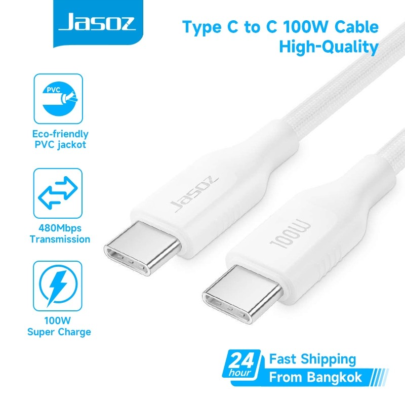 Jasoz PD 100W USB C To Type C Fast Charging Cable PD Cable For iPhone 15 16 Samsung iPad Mac Laptop