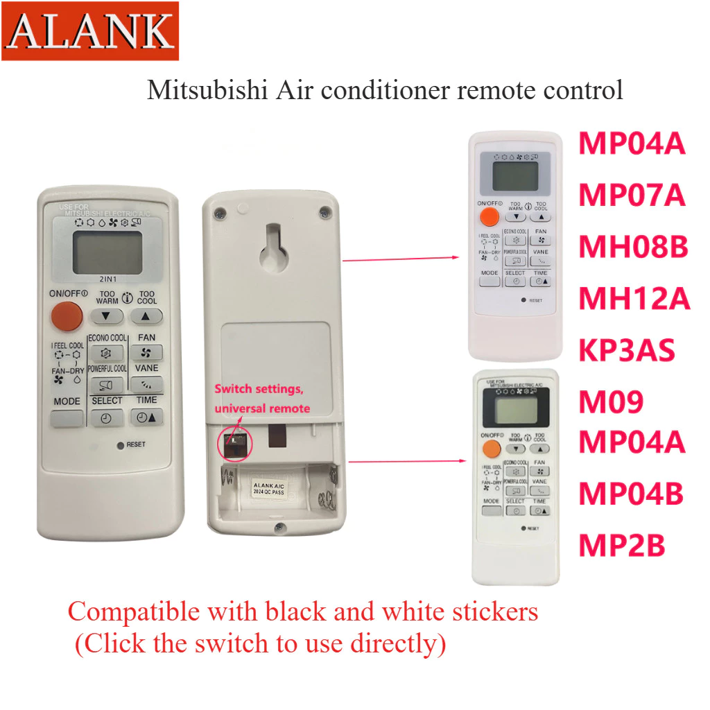 ALANK Remote รีโมทแอร์ Mitsubishi รีโมทสากล (ใช้กับแอร์แยกส่วนได้) รีโมท for MP04A MP07A MH08B MH12A KP3AS M09 MP04B MP2B
