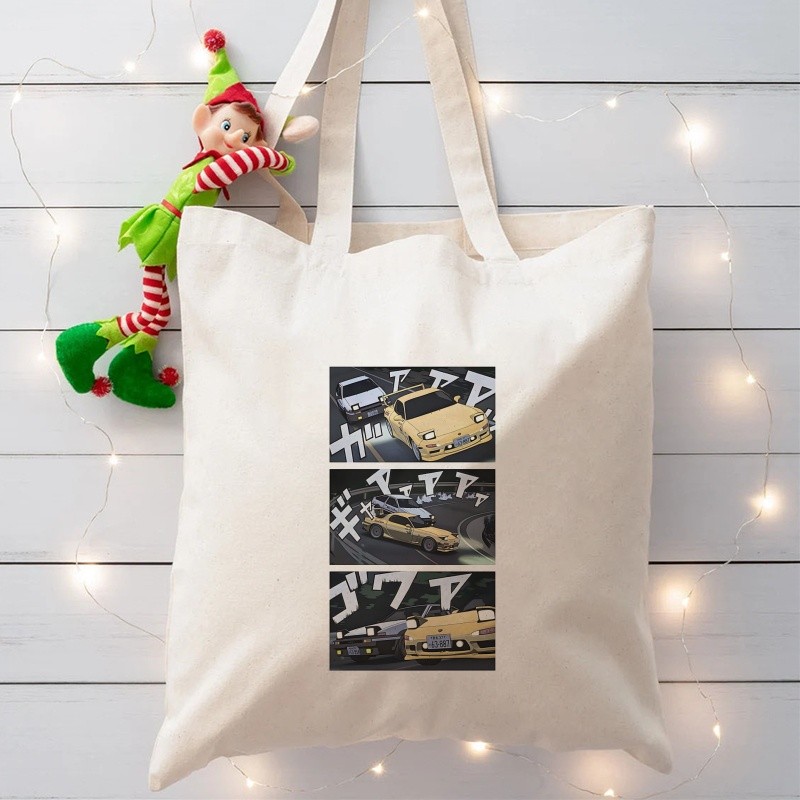 อะนิเมะ Drift AE86 Initial D JDM มังงะ Takumi Fujiwara Drift รถ Akagi RedSuns พิมพ์กระเป๋าช้อปปิ้งแบ
