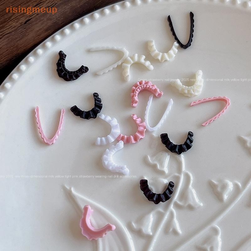 [risingmeup] 30 ชิ้น 3D ลูกไม้ฝรั่งเศสเล็บ Charms นุ่มประติมากรรมกระโปรง Hem เรซิ่นตกแต่งเล็บริบบิ้น Bowtie เครื่องประดับเล็บใหม่