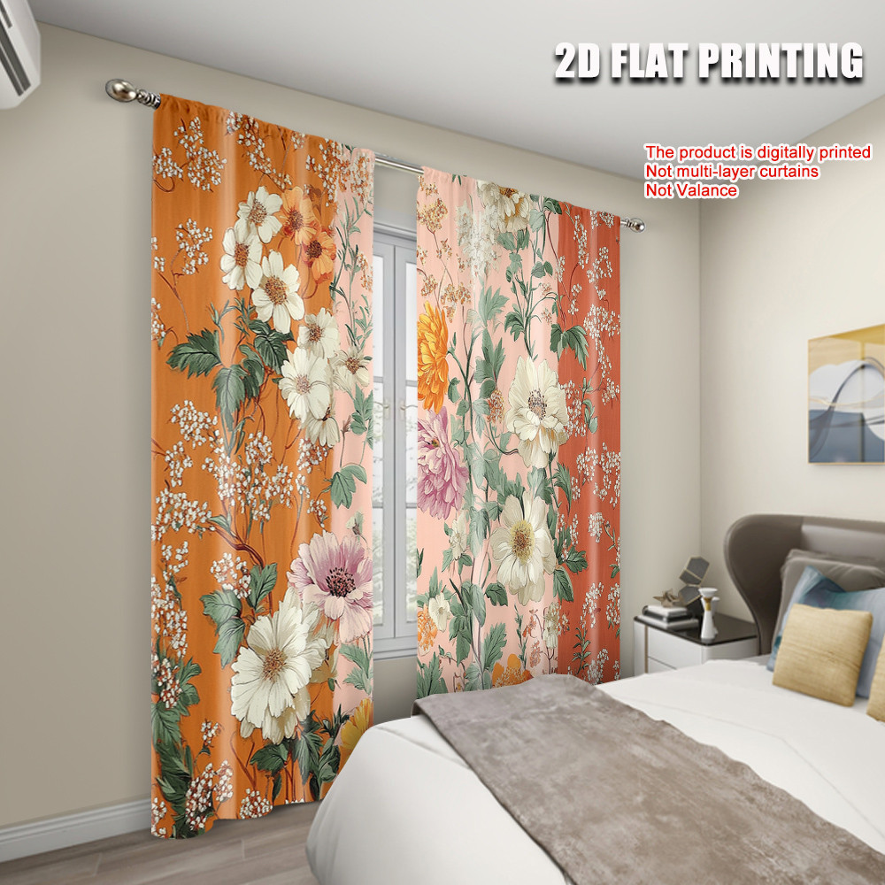 แนะนำ ผ้าม่าน 2ชิ้น,2งเครื่องบินพิมพ์ ผ้าม่านลูกกลิ้งผ้าม่านโบฮีเมียนดอกไม้ที่มีสีสันทนทานผ้าโพลีเอสเตอร์100% (ไม่มีก้าน) ตกแต่งภายในใช้สําหรับห้องนอนและห้องนั่งเล่น- ราคาพิเศษ มีเก็บเงินปลายทาง