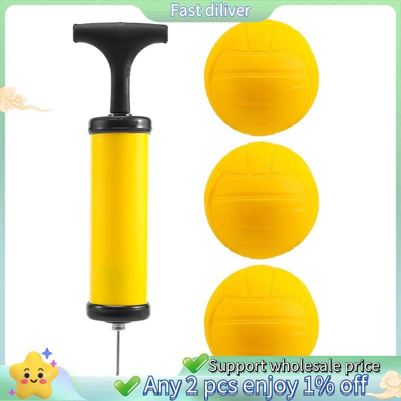 Roundnet Game Ball Replacement Competitive Balls Mini Volleyball 3-Pack with Pump