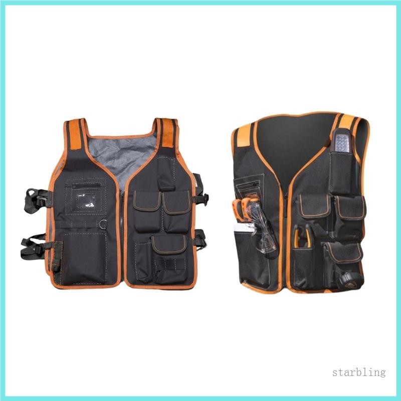 Star Safety Work Vest Tool Vest Maintenance Kit เสื้อกั๊กหลายกระเป๋า เสื้อกั๊กทํางานผ้าอ๊อกซ์ฟอร์ดพร