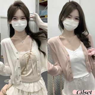 Cilset🛒พร้อมส่ง🎀เสื้อคลุมไหมพรม แขนยาว สีพาสเทลน่ารักมาก ใส่สบาย สไตล์ลำลอง เรียบง่าย /W-L063