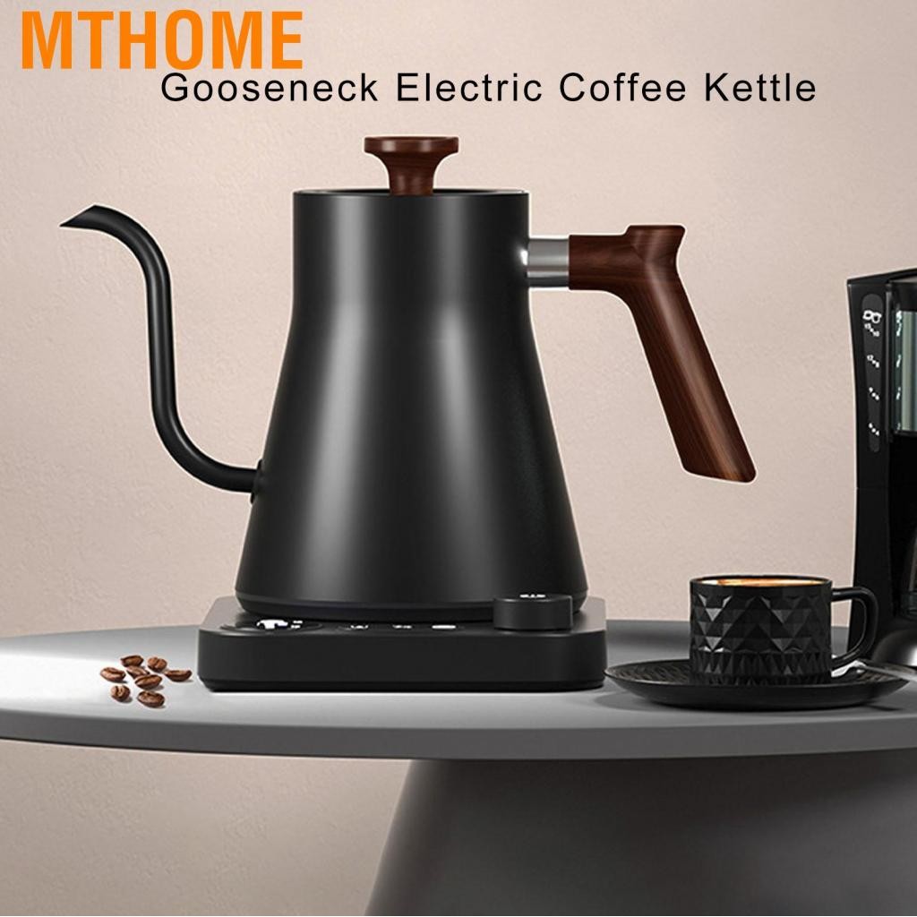 MThome หม้อชาไฟฟ้า 304 สแตนเลสคอห่อ Kettle ปรับได้เก็บเวลาอบอุ่น 1200W LCD หน้าจอสำหรับสำนักงาน