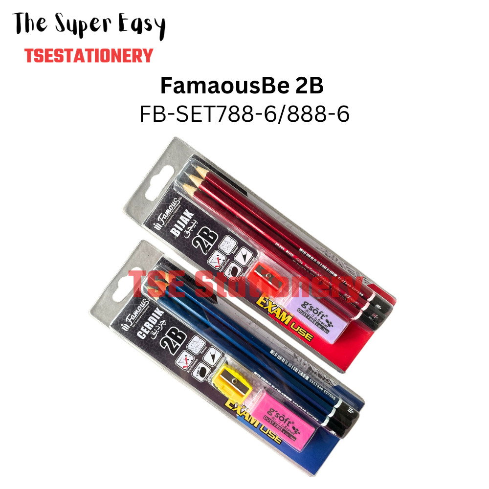 FAMOUSBE 2B / Cerdik FB-SET888-6/ Bijak FB-SET788-6 ชุดดินสอชุดการเขียนชุด