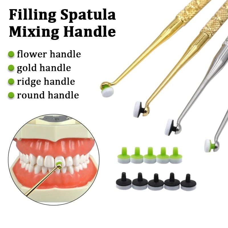 Dental Filling Foam Pads Composite Light Cure Resin Holder Handle Spatula