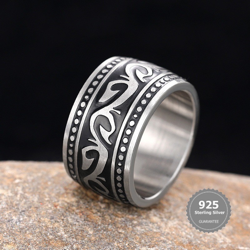 BiBi Jewelry S925 Silver Unisex Textured Niche Vintage Jewelry