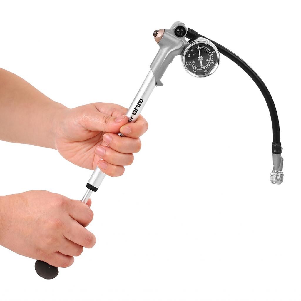 HXBER 300PSI Front Fork และปั๊มช่วงล่างพร้อมเกจวัดแรงดันไฟฟ้าแรงดันสูงล็อควาล์วจักรยานสำหรับภูเขา