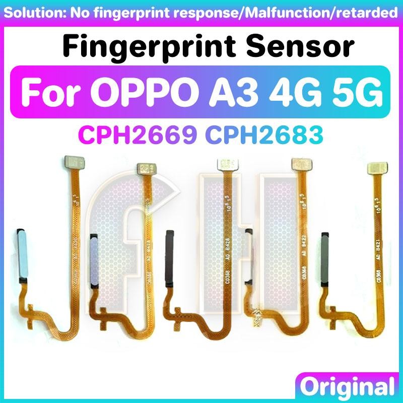 เซ็นเซอร์ลายนิ้วมือสําหรับ oppo a3 4G 5G cph2669 CPH 2683 touch id sensor home return key flex สายริบบิ้นปุ่ม flex เปลี่ยนอะไหล่ซ่อม