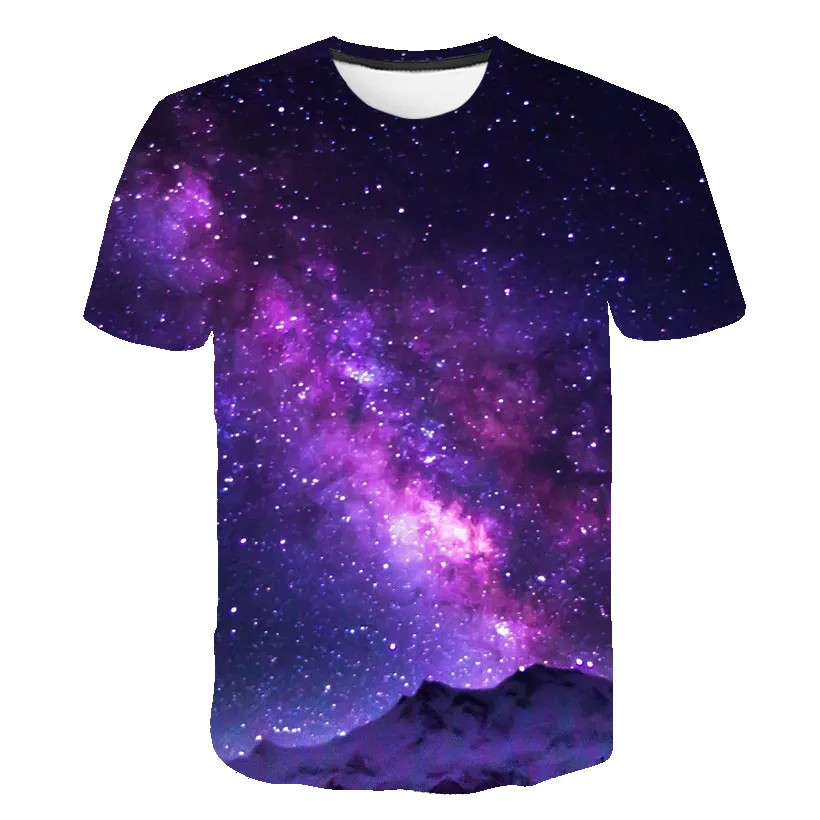 Galaxy Space 3D พิมพ์เสื้อยืดแฟชั่น Streetwear สำหรับผู้ชายและผู้หญิง O-Neck Casual ฤดูร้อน:size-lar