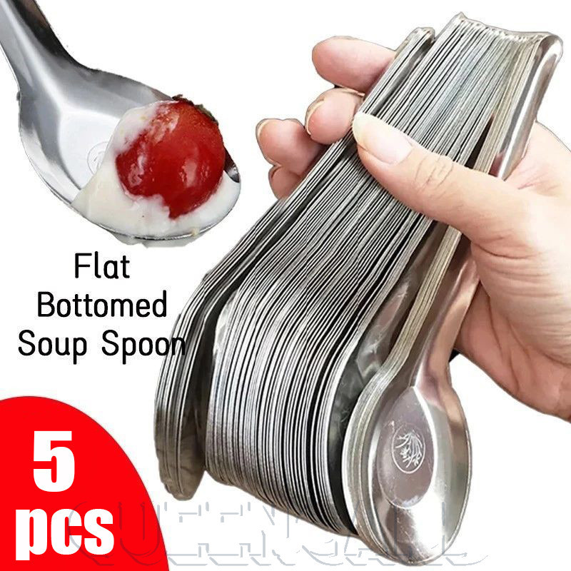 ชุดช้อนส้อมสแตนเลส-ช้อนซุป,ที่ตักชาและกาแฟ,ช้อนข้าวแบน-อาหารเย็นในครัวและอุปกรณ์