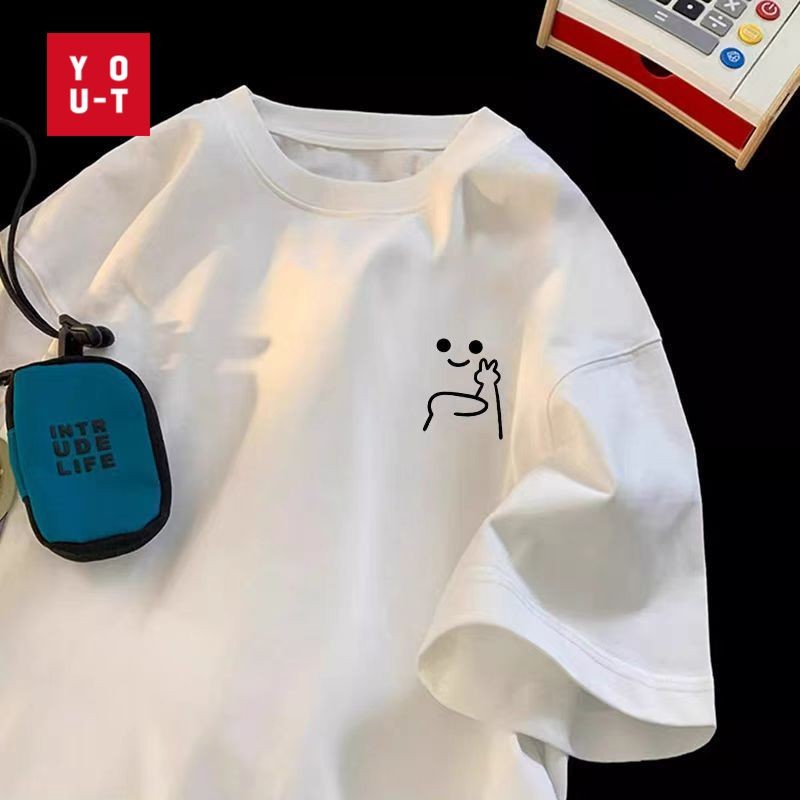 Y-T💯 เสื้อยืดแขนสั้น ใส่สบาย เสื้อยืดคอตตอน100% เสื้อยืดผู้หญิง สีขาว ไม่หด ผ้านิ่ม ใส่สบาย สไตล์เกาหลี