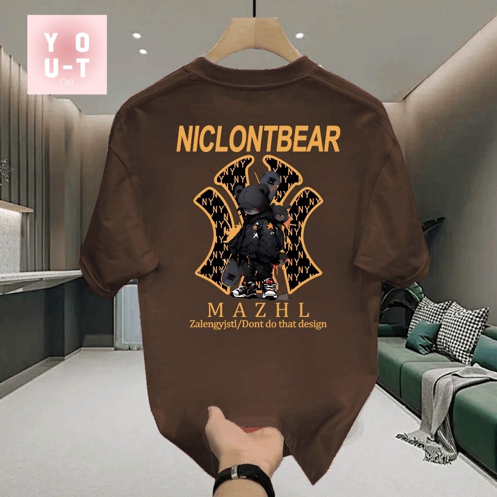 พร้อมส่ง YOU-T เสื้อยืดโอเวอร์ไซส์ คุณภาพสูง ไม่จำกัดเพศ พิมพ์ NICLONTBEAR ผ้านุ่ม S-4XL