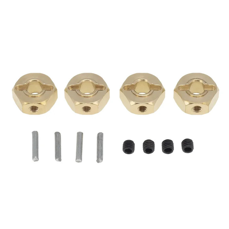 4 ชิ้น ล้อทองเหลือง ฮับหกเหลี่ยม ขนาด 12 มม. ข้อต่อขยาย สำหรับ Axial SCX10 90046 RR10 RGT 86100 MST อุปกรณ์ซ่อมรถ RC Crawler 1/10