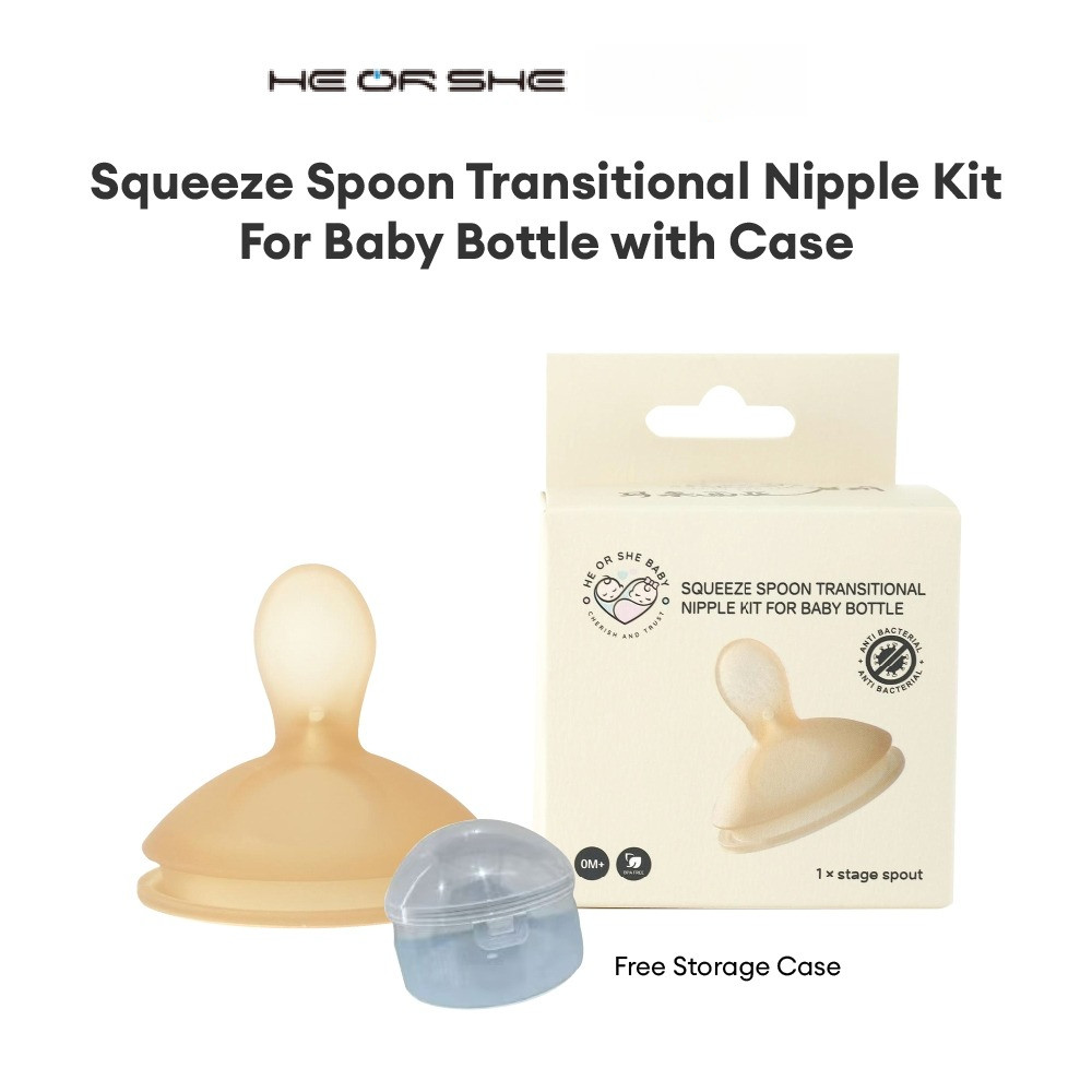 HEORSHE ชุดอุปกรณ์จุกนมแบบบีบสําหรับขวดนมพร้อมเคส