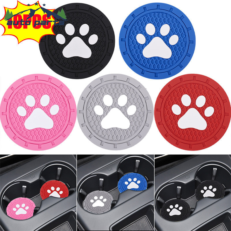 [AM3C]ชุดที่รองแก้วอุปกรณ์เสริมในรถยนต์ 10 ชิ้น | เสื่อเครื่องดื่ม พีวีซี กันลื่นสําหรับยานพาหนะ 99%, โต๊ะทํางานและใช้ในบ้าน, ทนอุณหภูมิสูง -พร้อมบรรจุภัณฑ์ของขวัญ