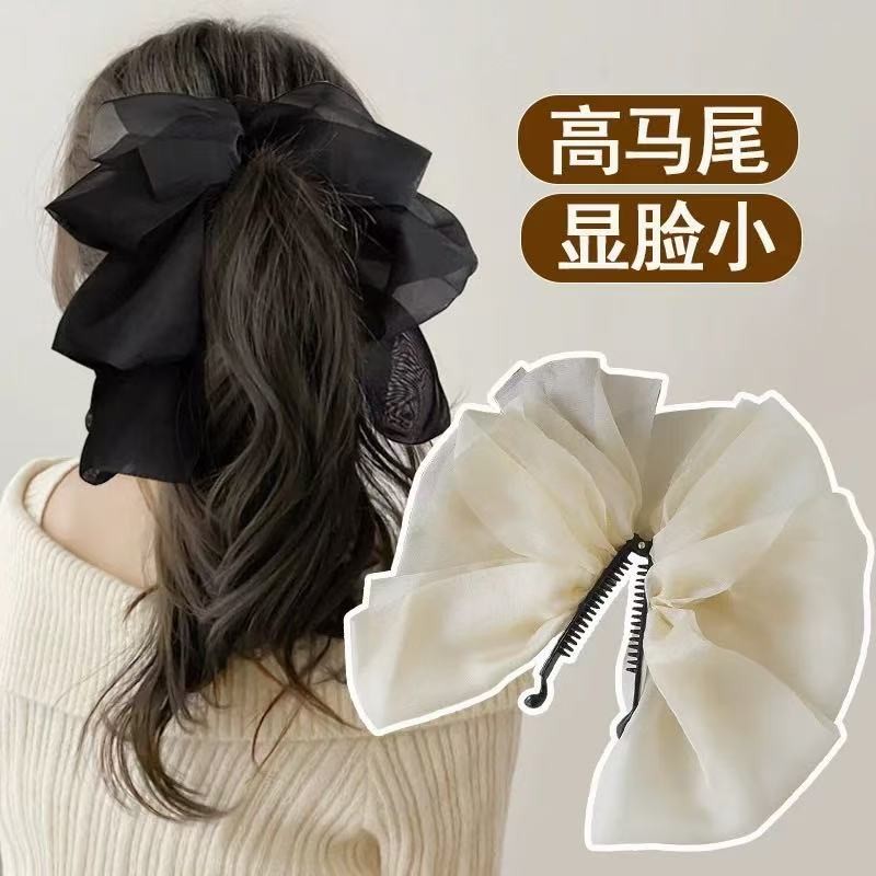 เกาหลีชีฟองโบว์กล้วยคลิปผมหางม้าสูงกิ๊บหญิง 2025 สไตล์ใหม่