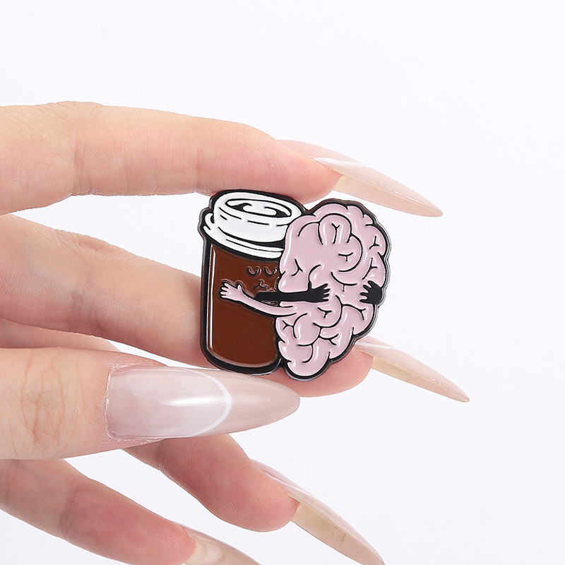 Creative Coffee Brain Enamel Pin คีย์ต่อการอยู่รอด เข็มกลัด enamel pin เป็นของขวัญสำหรับคนรักกาแฟ - รูปที่ 2
