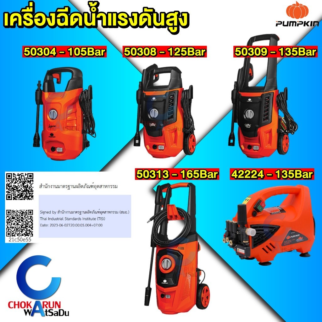 Pumpkin เครื่องฉีดน้ำแรงดันสูง เครื่องฉีดน้ำ ล้างรถยนต์ ล้างแอร์  ปั้ม ฉีดน้ำ แรงดัน ทำความสะอาด