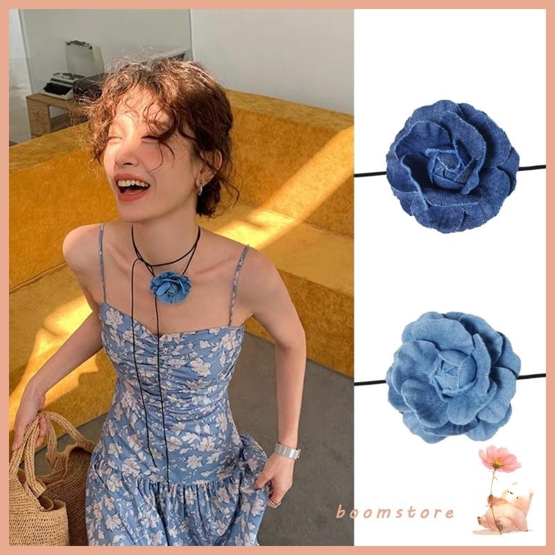 Boom Rose จี้ Clavicle Chain ปรับJean ผ้าลมเย็นสร้อยคอ