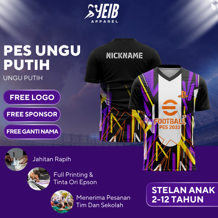 UNGU JERSEY EFOOTBALL PES สีม่วงสีขาว JERSEY PRO EVOLUTION SOCCER CUSTOM NAME CUSTOM NAME CUSTOM NAM
